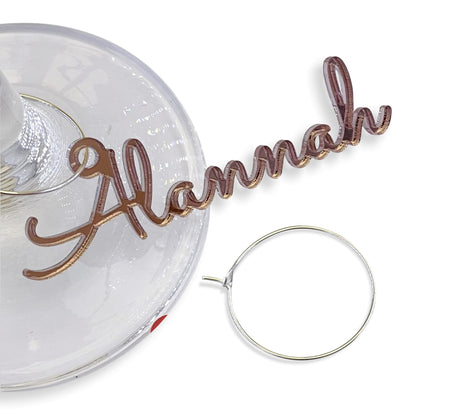 FranJohnsonHouse Personalized Wine Glass Charm Small Laser Cut Table Name & Hole Place Card Custom Sign Acrylic Gift Tag Wedding Favors Wooden Place Setting Decor Bridal Party Metal Drink Marker FranJohnsonHouse