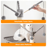 HOOBRO Cat Tree with Litter Box Enclosure & Scratching Posts for Indoor Cats, All-in-One Wooden Cat House Furniture, Cat Condo with Hammock, Detachable Teaser Sticks, Greige BG14MZ03 HOOBRO