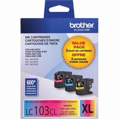 Brother LC1033PKS, LC-103, Innobella High-Yield Ink, 600 Page-Yield, 3/Pack, Cyan-Magenta-Yellow