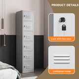Topass Metal Locker with 6 Doors, Lockable Lockers for Employees, 71" Locker Storage Cabinets for School, Gym, Home, Office, Garage (6-Door, Grey) Topass