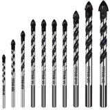 Professional Masonry Drill Bit Set (10PCS) for Glass/Brick/Plastic/Cement/Wood/Tile/Etc, Industrial Strength Carbide Drill Bit Tip, 1/8"-1/2" by TITGGI TITGGI