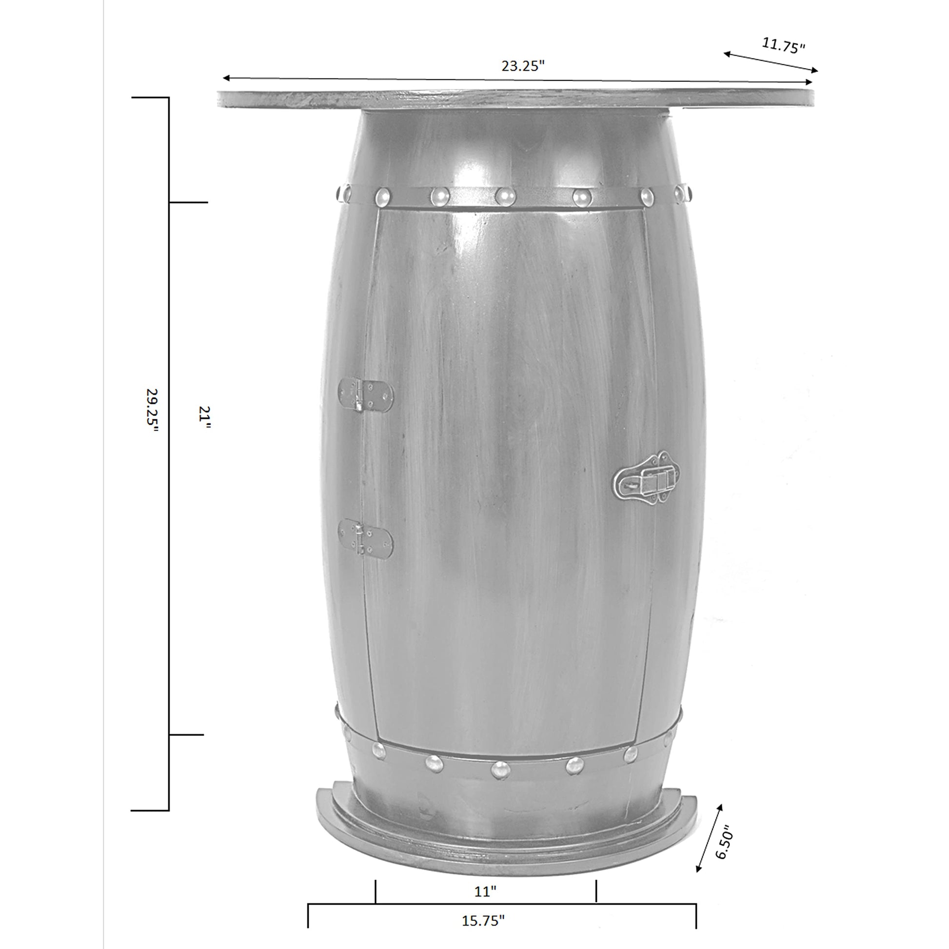 Vintiquewise Wooden Wine Barrel Console, Bar End Table Lockable Cabinet - WoodArtSupply