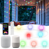 Smart RGB+IC Permanent String Lights Indoor and outdoor 76ft 200 LEDs Music Sync 110+ Scene Modes IP65 Waterproof With Alexa & Google Compatibility For Parties Holidays Everyday Ambiance Christmas PAIFAM
