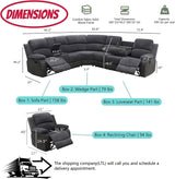 Manual Reclining Sofa Set with Drop-Down Table, Corduroy Sofa Sets, Living Room Furniture Sets, Modern Manual Recliner Sofa Sets with Storage Console for Living Room (Dark Grey, Sectional+Chair) AYCP Furniture