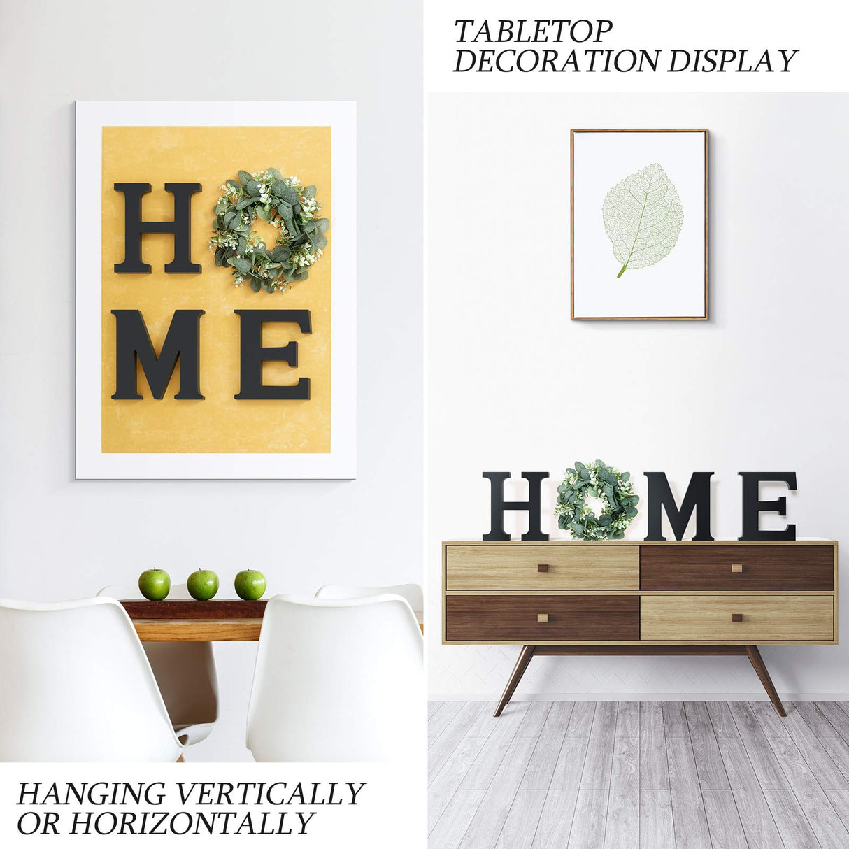 Wood Home Sign for Wall Decor Wooden Home Letters with Wreath Artificial Eucalyptus Modern Decorative Hanging Farmhouse Home Sign for Living Room Kitchen Housewarming Gifts St Patricks Day Decoration MAYICIVO