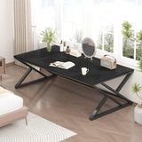 HSH 70.8" Black Computer Desk, Large Modern Workstation Home Office Desk, Long Industrial Study Gaming Work Writing Desk for 2 Person, Farmhouse Double Wood Executive Pc Table with Storage in Bedroom HSH