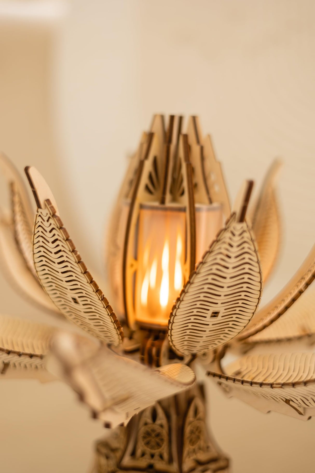 Wood Trick Fiery Bloom Luminous LED 3D Wooden Puzzles for Adults and Kids to Build - Interactive Mechanical Movement - Engineering DIY Project Mechanical 3D Puzzle Model Kits for Adults Wood Trick