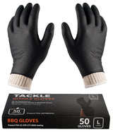 Tackleit BBQ Gloves 2 Cotton Glove Liners and 50 Disposable Nitrile for Cooking Baking Grilling Washable Cotton Liners Powder Latex Free Nitrile Gloves Tackleit