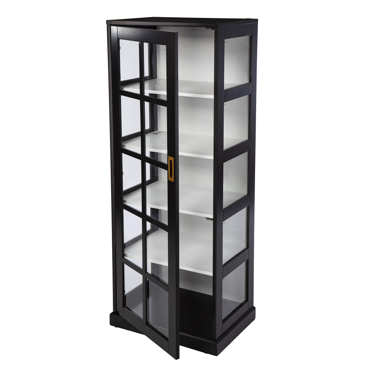 SEI Furniture 24 inches Long Burland Tall Curio Cabinet, Game Room with Open Concept Living Space Transitional Style, Black SEI Furniture