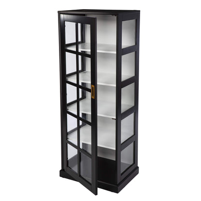 SEI Furniture 24 inches Long Burland Tall Curio Cabinet, Game Room with Open Concept Living Space Transitional Style, Black