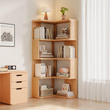 4-Tiers Corner Bookshelf with Storage, Modern Geometric Bookcase, L-Shaped Book case estantes,Wooden Storage Shelves,for Home Office, Living Room, Bedroom (4-Tier) WoodArtSupply