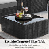 LayinSun 15 Piece Patio Furniture Set with Fire Pit Table, Outdoor Conversation Sets Wicker Rattan Sectional Sofa with Coffee Table LayinSun