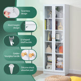 IRONMIX 70.87 Inch Tall White Enclosed Bookshelf with Acrylic Door and Adjustable Shelves IRONMIX