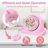 Hicdaw Electric Bead Spinner Kit - Clay Bead Spinner with 2 Needles for Crafting - Bracelet & Necklace Maker, Pink Hicdaw
