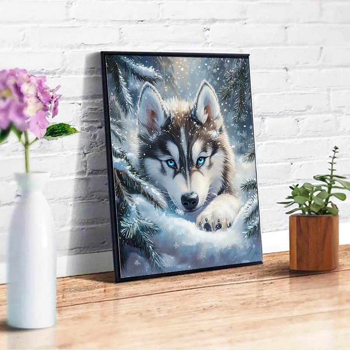5D Diamond Painting Kits for Adults Beginner,Animal Wolf Round Full Drill Diamond Art Kits,DIY Winter Diamond Painting Kits with Crafts for Adults Home Wall Decoration 12 X 16inch GEMFAMILY