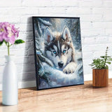 5D Diamond Painting Kits for Adults Beginner,Animal Wolf Round Full Drill Diamond Art Kits,DIY Winter Diamond Painting Kits with Crafts for Adults Home Wall Decoration 12 X 16inch GEMFAMILY