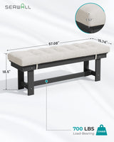 SERWALL Outdoor Dining Set for 6, HDPE Outdoor Furniture with Umbrella Hole & 1 Cushioned Bench & 4 Outdoor Dining Chairs, Black SERWALL