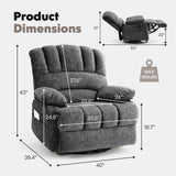 COOSLEEP Oversized Manual Swivel Rocker Recliner Chair, Extra Wide Glider Rocker Recliner for Big and Tall, Overstuffed Lazy Recliner Chair with High Back, Single Sofa Chair for Living Room(Dark Gray) COOSLEEP HOME