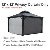 Kozyard Gazebo Privacy Curtain Outdoor Waterproof Sidewall for Hardtop Gazebo, OEM Replacement for Patio Gazebo Curtains for Alexander, Caesar, Rosana and Apollo Model (12ft x 12ft, Gray) Kozyard
