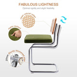 Zesthouse Dining Chairs Set of 4, Velvet Accent Chairs with Natural Cane Back & Stainless Chrome Base, Modern Mid Century Breuer Designed Chairs, Upholstered Rattan Dining Room Kitchen Chairs Zesthouse