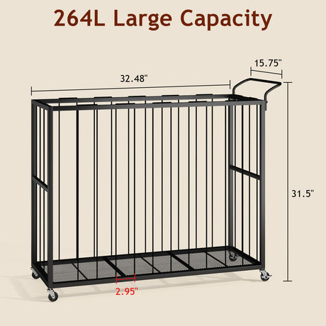 Homsorout Ball Storage Bin Rolling Sports Ball Cart, Metal Garage Organizer Sport Rack, Ball Basket Storage, Ball Cage for Garage or Gym, Indoor & Outdoor Sports Equipment Organizer（Black） Homsorout
