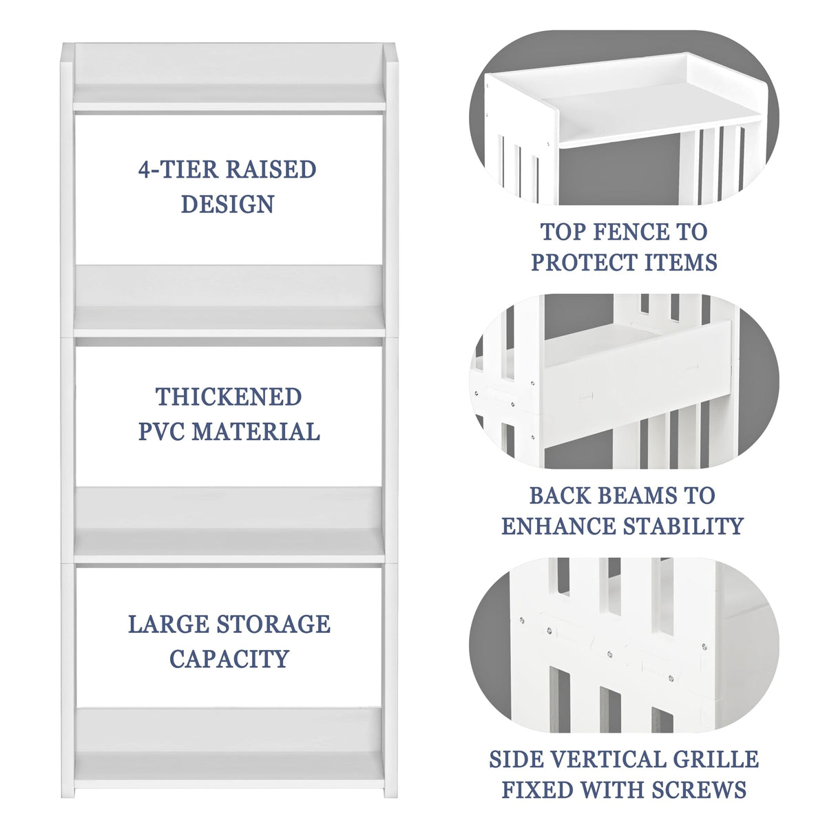 HAYOFAMY Bookshelf, Bookcase for Small Spaces, 4 Tier Shelf White Book Organizer Storage Display Rack for Kids Room, Living Room, Office, Bedroom and Bathroom HAYOFAMY