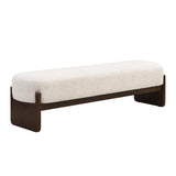 Christopher Knight Home Arden Minimalist Style Rectangular Loop Yarn Fabric Ottoman Bench, Rubberwood Frame, Entryway Bench, Living Room Sofa Extra Seat, End of Bed Footstool, Beige+Brown Christopher Knight Home