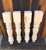 CAROLINA LEG CO. Chunky Farmhouse Dining Table Legs - Handmade in USA - Unfinished - DIY Furniture - Widely Compatible Turned Wooden Legs - Dimensions: 5" x 29" CAROLINA LEG CO.