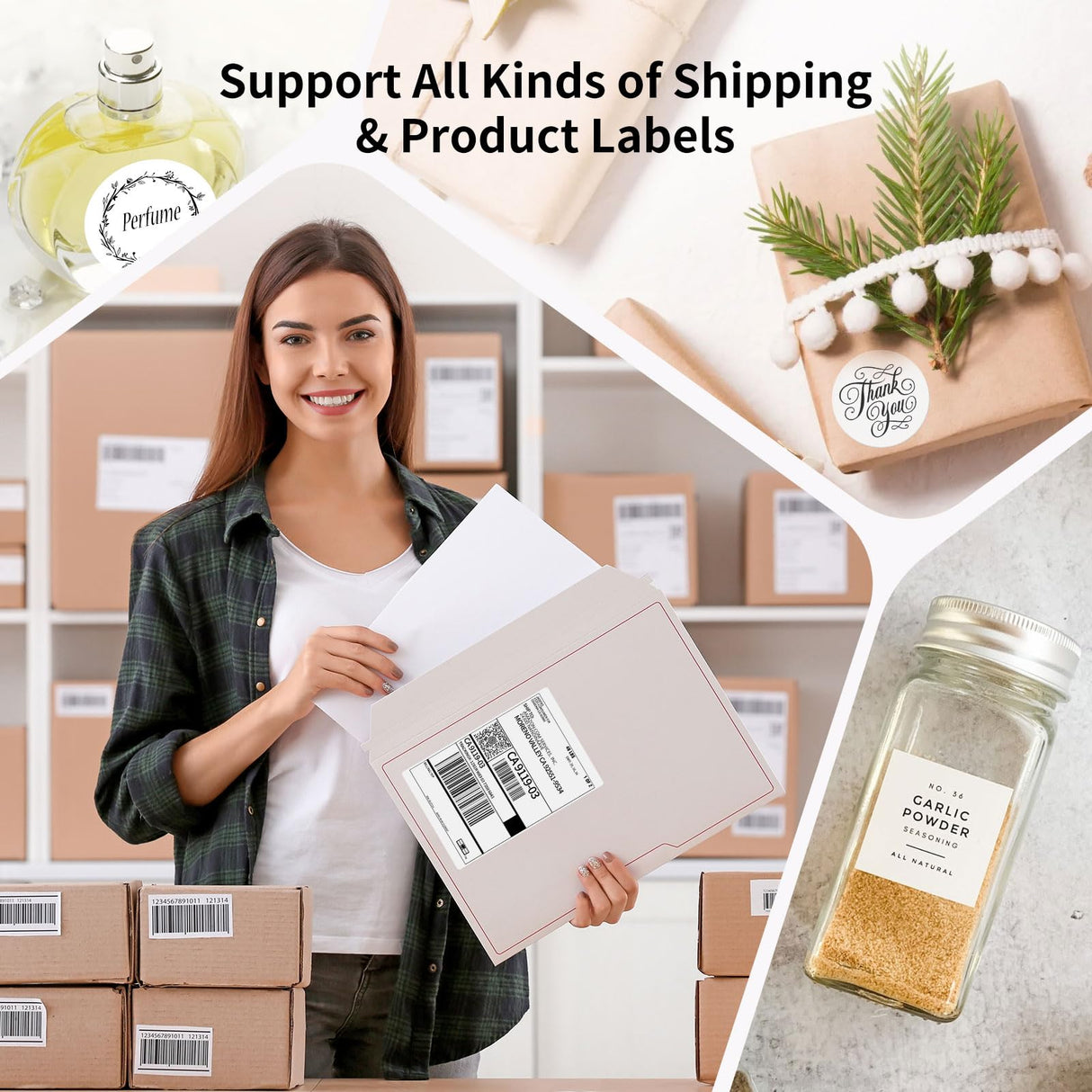 Gloryang Bluetooth Thermal Shipping Label Printer, 4X6 Inkless Label Printer for iOS, Android, Laptop, Wireless Printer for Small Business, Compatible with Amazon, UPS, Shopify, Black Gloryang