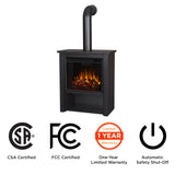 Real Flame Black Hollis Electric Fireplace - Freestanding with Remote Control - 6 Flame Colors & 5 Brightness Levels, Black Real Flame