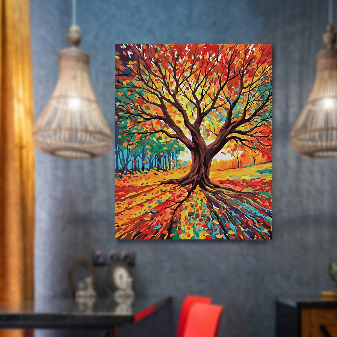 Tree of Life Paint by Numbers Kit for Adults Beginner Fall Tree Adult Paint by Number Kits On Canvas Adults' Paint-by-Number Kits DIY Oil Painting Kits for Gifts Home Wall Decor 16x20 Inch Lovepefe