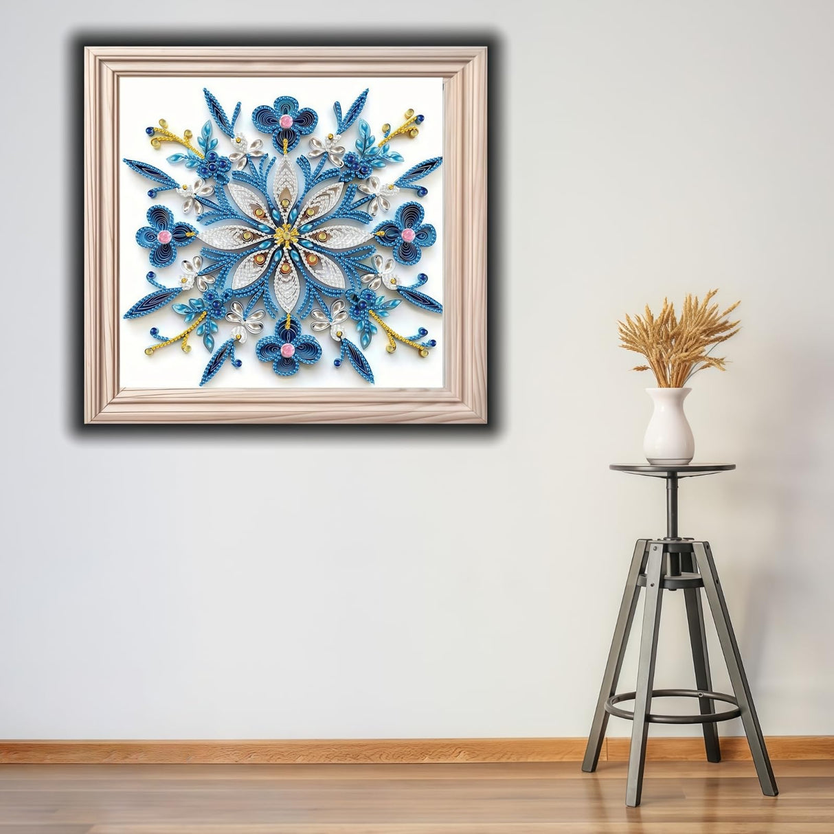 BYGFHLYW 5D Crystal Art Diamond Painting Kits for Adults, Elegant Blue Mandala Flower Diamond Art Kits for Adults Beginner, DIY Diamonds Dot Gem Painting for Home Wall Decor 11.8x11.8inch BYGFHLYW
