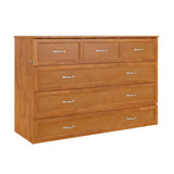 AFI, Northfield Queen Murphy Bed Chest with 6" Mattress, Storage Drawer & Built-in USB Charger, Light Toffee AFI