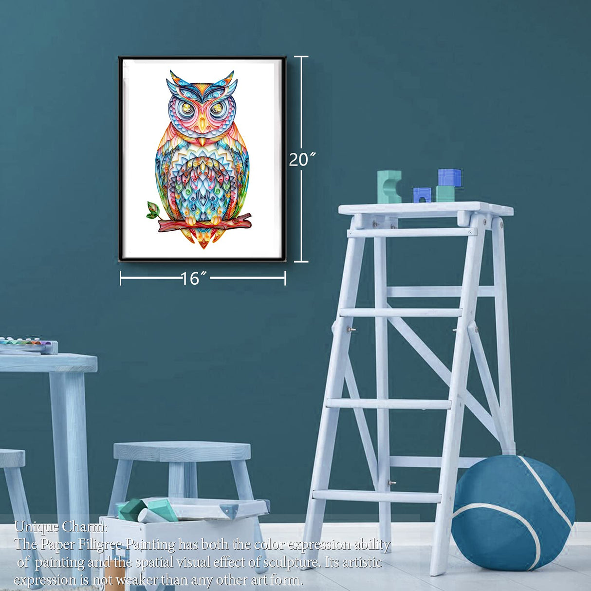 Uniquilling Quilling Kits Paper Quilling Kit for Adults Beginner, Paper Filigree Painting Kits DIY Kits for Adults with Complete Quilling Tools, Modern Wall Art for Living Room, 16*20-inch Owl(Basic) Uniquilling
