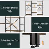 GRUSIGN Triple 4 Tier Book Shelf, Modern Bookcase Shelf, Freestanding Large Display Shelves for Living Room/Office/Garage, Stable Large Bookshelf with Storage for Books/Lego/Plants, Rustic Brown GRUSIGN