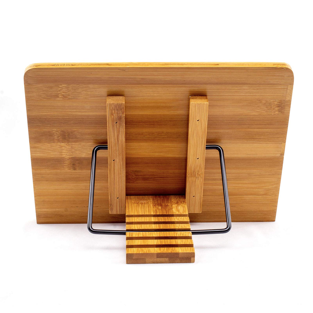 Large A+ (15.4 x 11) Inch XL Bamboo Book Stands & Holders for Reading Hands Free in Bed,Cookbook,Textbook,Law,with 6 Adjustable Height Document Stand Goldwish
