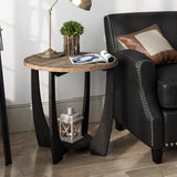 COZAYH Rustic Farmhouse End Table with Storage Shelf, French Country Accent Side Table for Family, Dinning or Living Room, Small Spaces, Modern, Round COZAYH