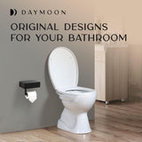 Day Moon™ Matte Black Toilet Paper Holder with Shelf, Wipe Holder for Bathroom Flushable Wipes Dispenser Toilet Paper and Wipes Holder Toilet Paper Holder with Storage, Toilet Paper Holder Wall Mount Day Moon Designs