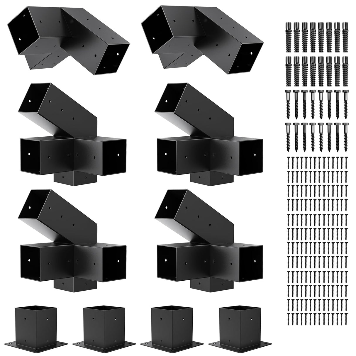 Pergola Kit, 30° Slanted Roof Pergola Bracket Set, Roof Wall Mount Extension Bracket Kit,4" x 4" (Actual: 3.5x3.5 Inch) Powder-Coated Pergola Hardware for Porch,Gazebo, Backyard(10pcs) FMhotu
