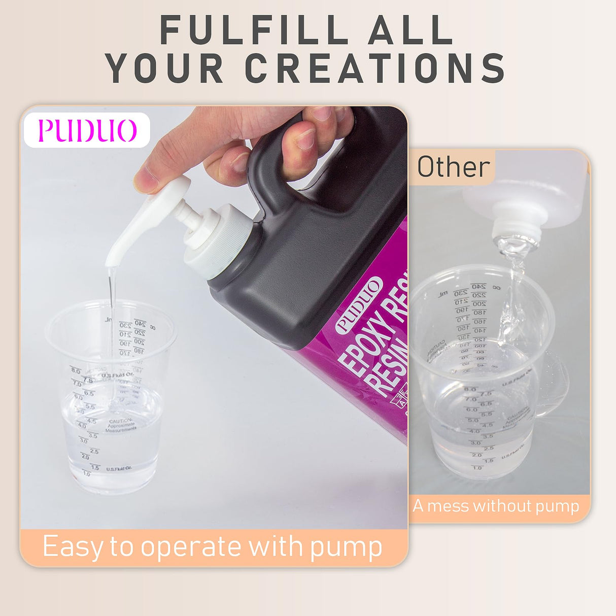 Puduo Epoxy Resin Kit 1.1Gallon，Newly Formulated Crystal Clear Epoxy Resin，Strong, Bubble-Free, Anti-Yellowing Art Resin That，Suitable for Casting, DIY, Resin Art, Molds, Easy to Mix 1:1 Ratio Puduo