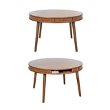 WERMO 47'' Round Dining Table for 4 People - Pre Assembled Round Kitchen Table with 2 Hidden Storages. Modern Dining Table, Round Wood Dining Table, Circle Dining Table, Modern Round Table (Walnut) WERMO