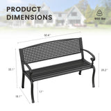 ARKOST Outdoor Bench, 50.4" Patio Metal Frame Garden Bench with Backrest and Curved Armrests for Lawn Backyard, Black ARKOST