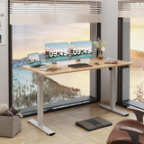 Furmax Electric Height Adjustable Standing Desk 55 x 24 Inches Large Sit Stand Up Desk Home Office Computer Desk Memory Preset with T-Shaped Metal Bracket, Nature Furmax