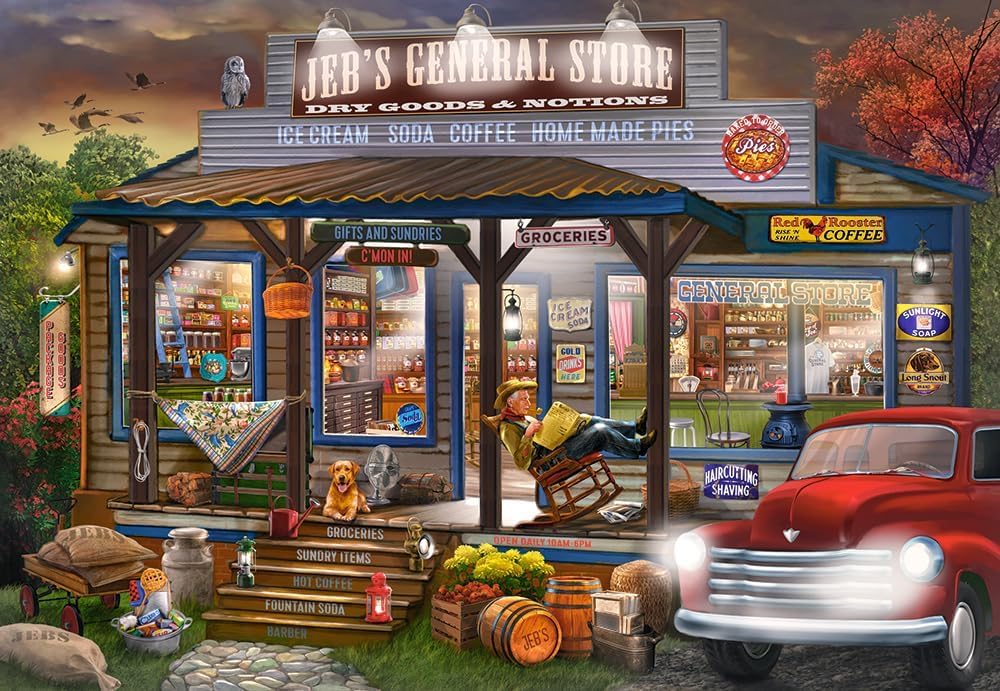 CASTORLAND 1000 Piece Jigsaw Puzzles, Jeb's General Store, Porch Scene Puzzle, Painting Puzzles, Adult Puzzle, Castorland C-104505-2 Castorland