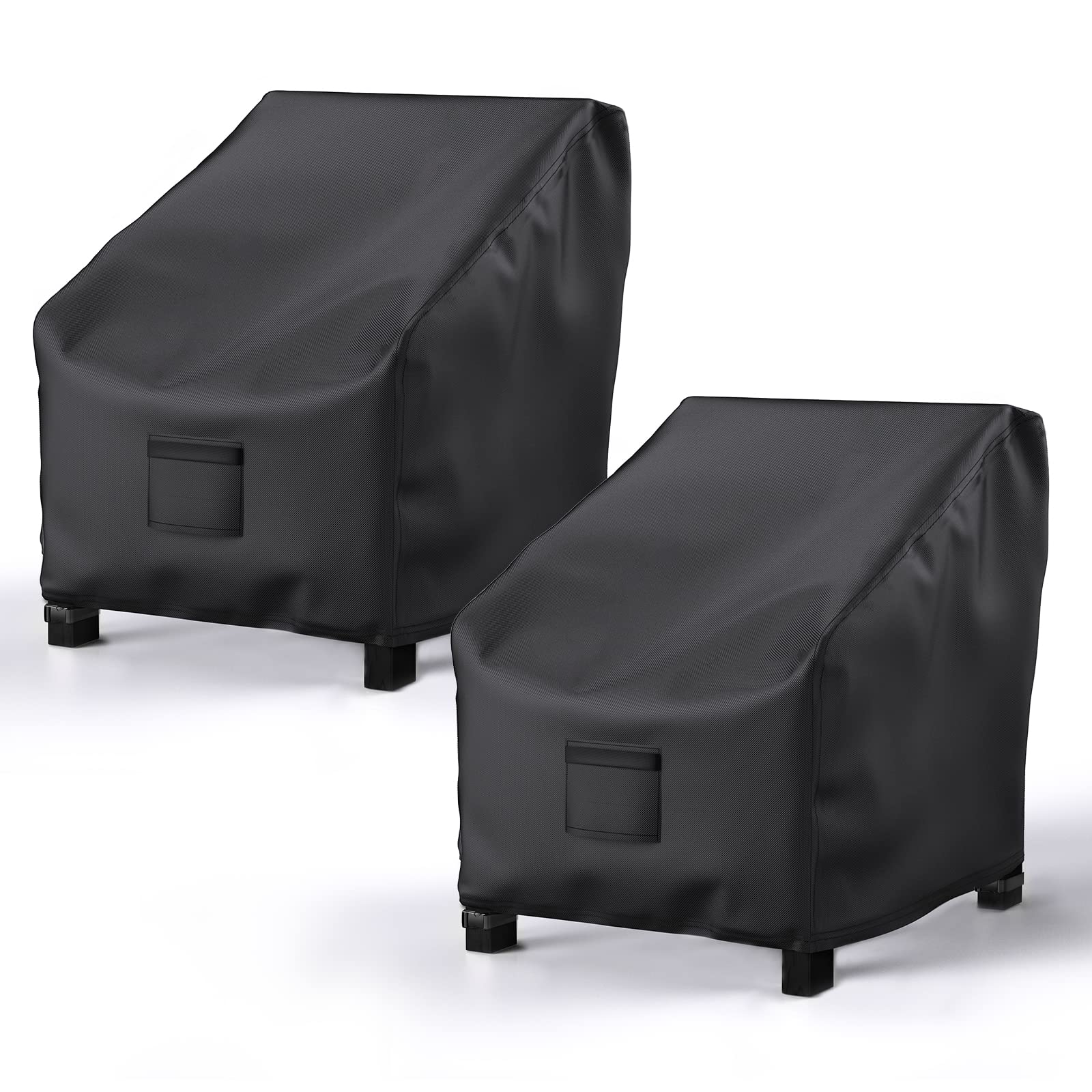 BROSYDA Patio Chair Covers for Outdoor Furniture Waterproof 2 Pack, Lawn Chair Covers 600D Heavy Duty Oxford Cloth, Large Covers for Lounge Lawn Deep Seat Black 38" W x 31" D x 29" H - WoodArtSupply