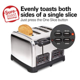 Hamilton Beach 24782 Retro Toaster with Wide Slots, Sure-Toast echnology, Bagel & Defrost Settings, Auto Boost to Lift Smaller Breads, 4 Slice, Polished Stainless Steel Hamilton Beach