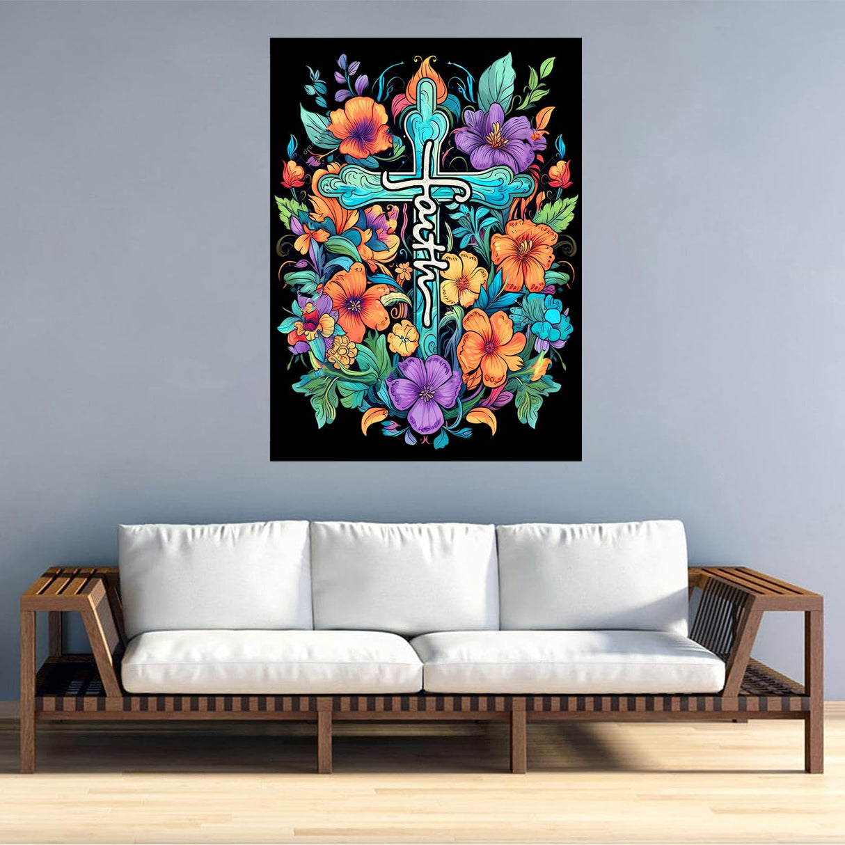 Cross Flowers Diamond Painting Kits for Adults Beginners - Christ Crosses Diamond Art Kits for Adults, Full Drill DIY 5D Diamond Painting Flowers Gem Art Crafts Kits for Home Wall Decor 12x16 inch Meothan