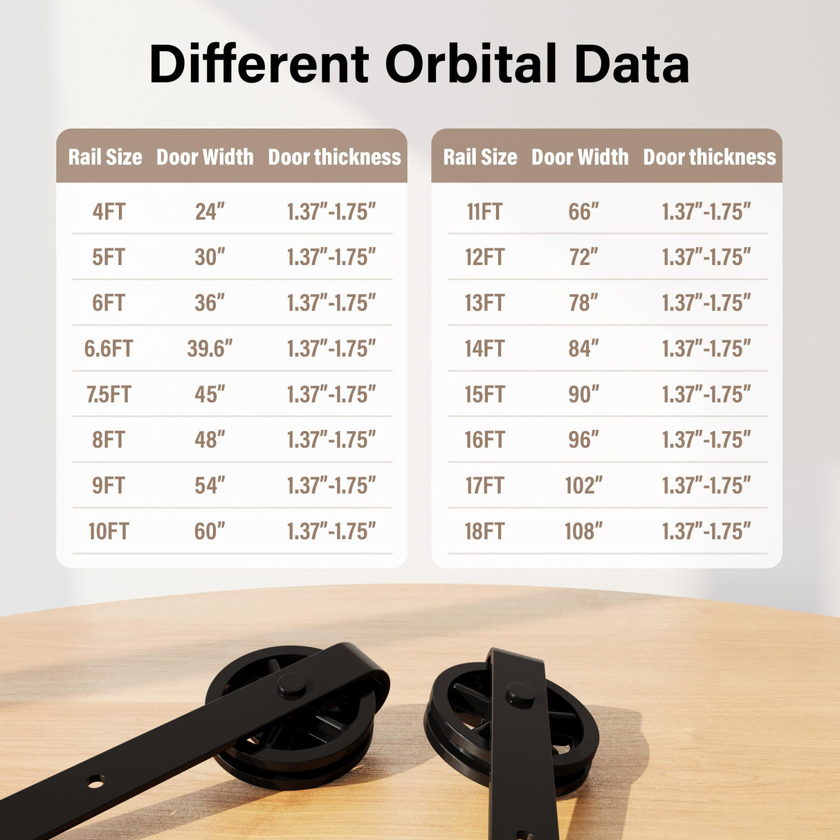 WINSOON 5-16FT Single Wood Sliding Barn Door Hardware Basic Black Big Spoke Wheel Roller Kit Garage Closet Carbon Steel Flat Track System (10FT) WINSOON