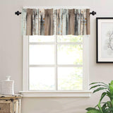 JESTRONRY Rustic Wood Kitchen Valances Window Curtain, Brown Wooden Blue Wood Plank Wall Board Window Treatment Valances for Bedroom Kitchen Decor with Rod Pocket JESTRONRY