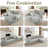 Modular Cloud Sectional Couch with L-Shape Chaise,Modern Upholstered Couches with Deep Seat,Corduroy Sponge Compressed Sofa for Living Room, Bedroom,No Assembly Required(Light Gray) ZKJOLMN